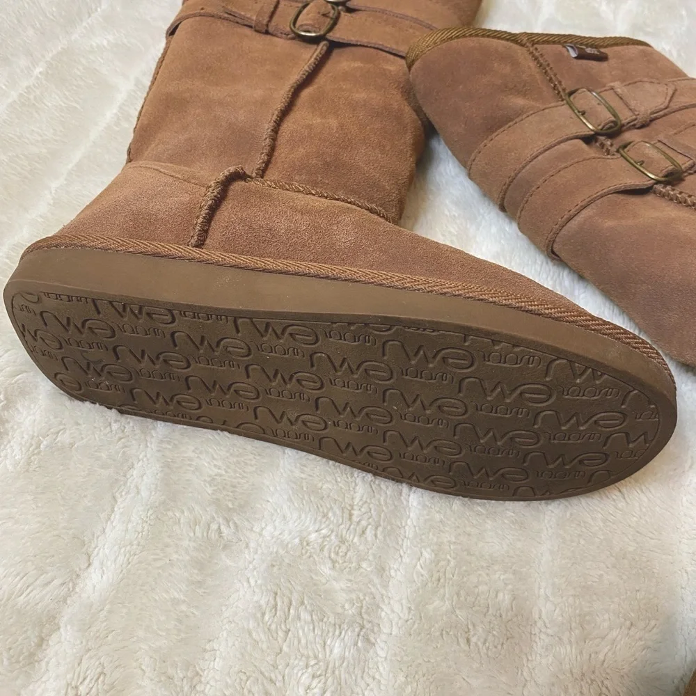 Emu Wool Tan Brown Winter Snow Boots with Buckle Accents Casual Size 6